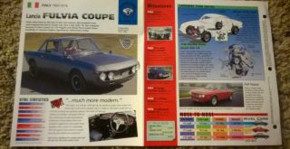 1970 Lancia Fulvia Coupe 1.  6 Hf V4 1584cc Imp Brochure Spec Sheet Hot Cars