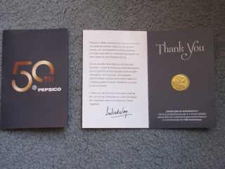 Pepsico 50th Anniversary Limited Edition Lapel Pin W/certificate Of Authenticity