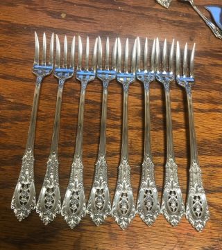Wallace Sterling Silver Rose Point 5 5/8 " Cocktail / Seafood Fork,  No Monograms