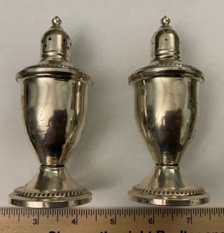 Antique Sterling Silver Salt And Pepper Shakers - Weighted - 9.  67 Oz