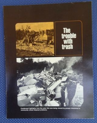 1972 Caterpillar " The Trouble With Trash " Sales Brochure - Re: Landfills
