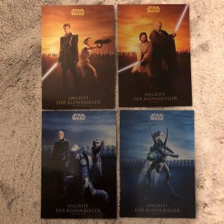 German Foreign Star Wars Episode Ii Attack Of The Clones 4 Card Advertising Set