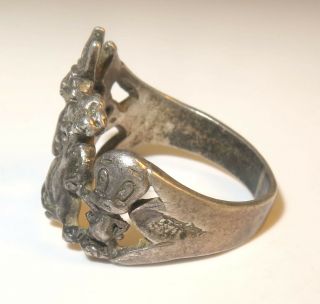 Vintage Sterling Silver Looney Tunes Bugs Bunny Sylvester Tweety Ring Size 8 4