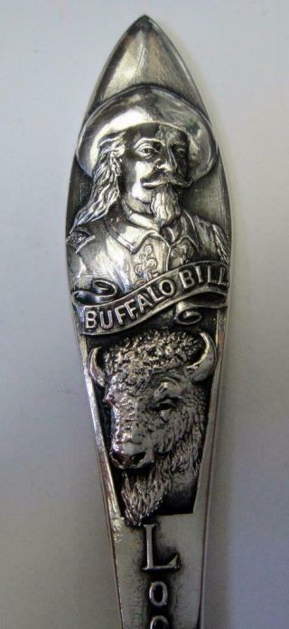 Vintage Sterling Silver Souvenir Spoon,  Buffalo Bill,  Lookout Mt.  Colorado