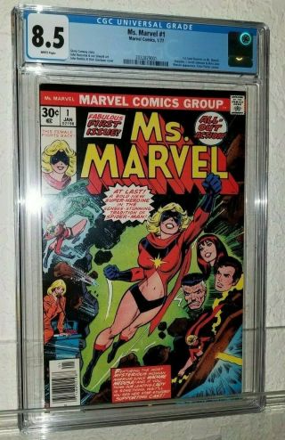 Ms.  Marvel 1 Cgc 8.  5 1st Appearance Of Carol Danvers As Ms Marvel White Pgs