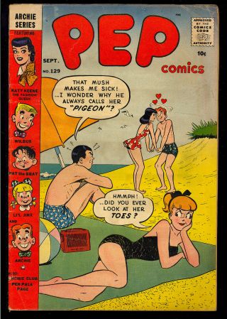 Pep Comics 129 Early Silver Age Archie Betty & Veronica 1958 Gd - Vg