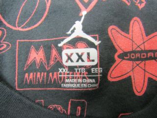 WB Michael Jordan Mad As Mars All Over Logo Graphic T - Shirt Black XXL 2XL 4