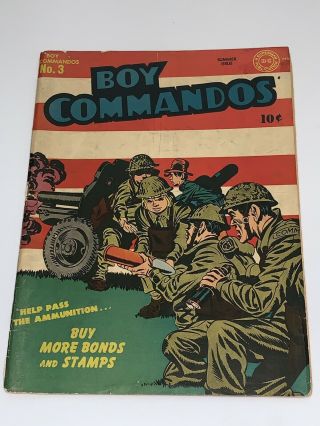 Boy Commandos 3 Dc 1943 Simon & Kirby Art Golden Age War Cover