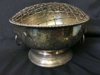 Vintage Aged Silver Plated Posy Bowl With Lions Head Design