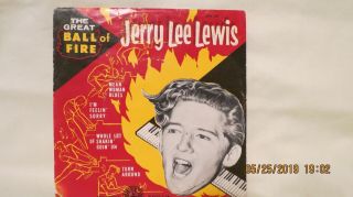 Jerry Lee Lewis " The Great Ball Of Fire " 45 Rpm Epa - 107 Vg,