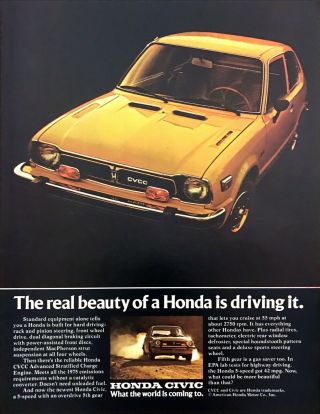 1979 Honda Civic Cvcc Coupe Photo " The Beauty Is Driving It " Vintage Print Ad