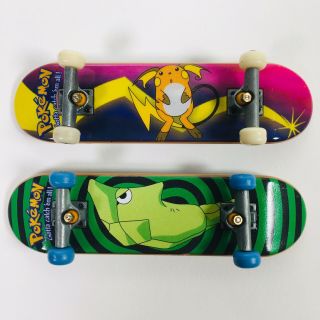 Rare Pokemon Metapod & Raichu Skateboard Tech Deck Finger Board Flip Mini Skate