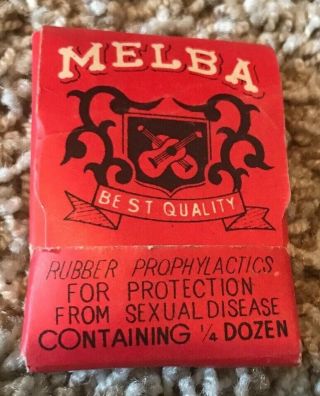 Vintage Melba Brand Latex Rubbers 1/4 Dozen Package’s Vtg.  Condom 1940’s