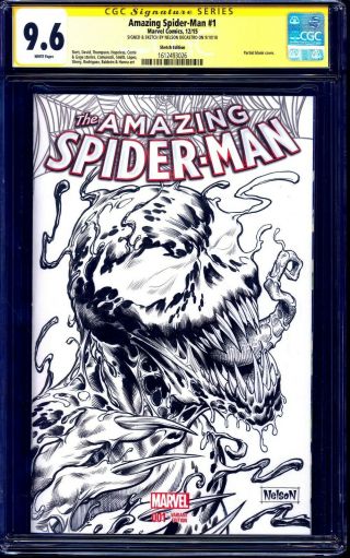 Spider - Man 1 Blank Cgc Ss 9.  6 Signed Carnage Sketch Nelson