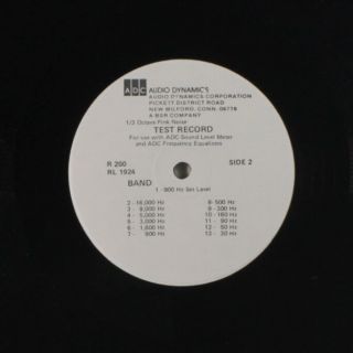 AUDIO DYNAMICS: Test Record LP (plain cvr,  hi - fi test disc) Special Interest 2