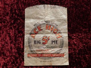 Vintage Cellophane Ace High Pie Candy Bag Grocers Biscuit Co Louisville Ky