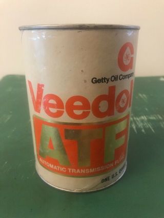 Vintage 1 Quart Veedol Atf Oil Can Full