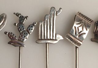 Set 11 Vintage Maricela Taxco Sterling Silver D’Oeuvres Fork Picks Mexico 3