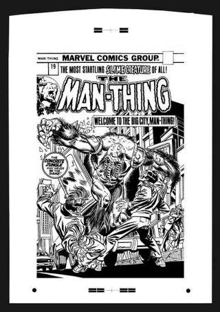 Gil Kane Man - Thing 19 Rare Large Production Art Cover