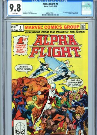 Alpha Flight 1 Cgc 9.  8 White Pages X - Men Byrne Cover & Art Marvel Comics 1983