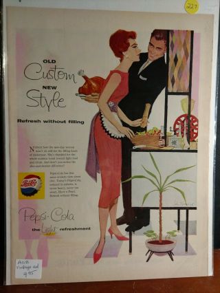 Vintage Pepsi Cola Old Custom Style Illustration Print Ad Thanksgiving