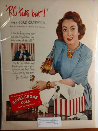Vintage Royal Crown Cola Print Ad Joan Crawford