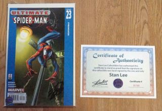 Ultimate Spider - Man 23 Signed Stan Lee W/coa Bagley Classic Cover 1