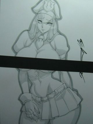 Girl Sexy Busty Sketch Pinup - Daikon Art