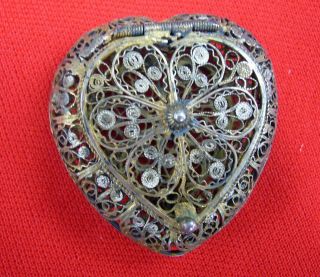 Coin Silver 800 Filagree Heart Box