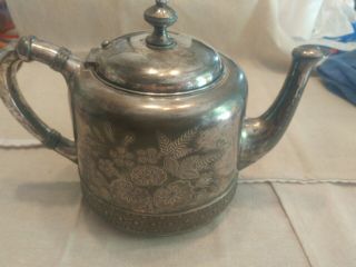 Antique Simpson Hall Miller Quadruple Plate Flowers Teapot Tea Pot 2080