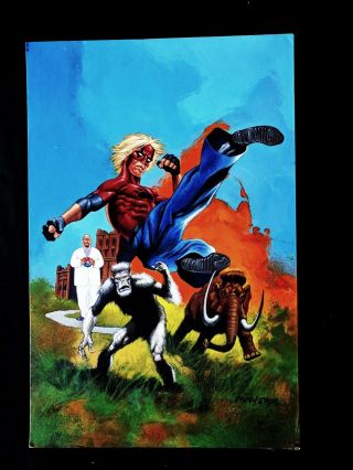 Val Mayerik Signed Comic Painting Badger 5 Exclusive Variant Cover 17 " X11 " Vm