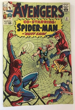The Avengers 11 Marvel Comics 1964 Vg/fn Spider - Man Classic Cover