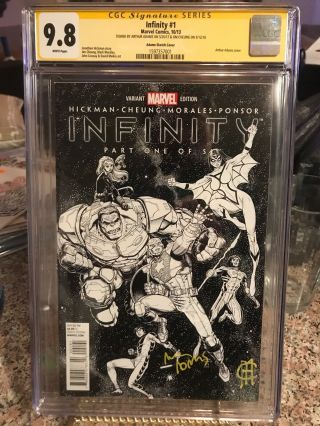 Infinity 1 Ss Cgc 9.  8 2x Signed By Arthur Adams & Cheung Sketch Variant Thanos