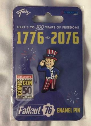 Sdcc 2019 Toynk Fallout Vault Boy Uncle Sam Exclusive Limited Edition Pin
