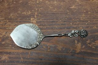 Vintage 800 Silver Cake Pie Pastry Server With Floral Rose Pattern 7 "