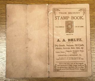 Trade Discount Stamp Booklet A.  A.  Beltz Lehighton And Weissport Pa Advertising