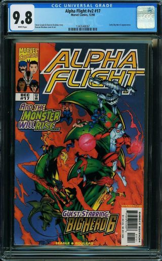Alpha Flight V2 17 Big Hero 6 Cgc 9.  8 Nm/mt Highest Graded Marvel Comics 12/98