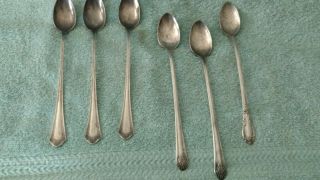 7 Vintage Silverplate Long Iced Tea Spoons Flatware Wm Rogers Oneida 1881 Rogers