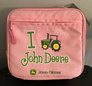 “i Love John Deere” Pink Lunchbox With Tractor