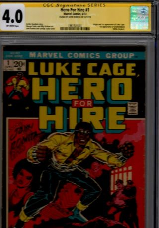 Luke Cage Hero For Hire 1 (marvel,  1972) Cgc 4.  0 Signed By John Romita Sr.