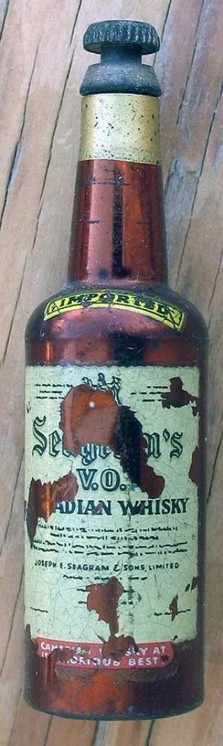 Vintage Seagrams Whiskey Mini Metal Bottle Opener 2 5/8 Inches Tall W Germany