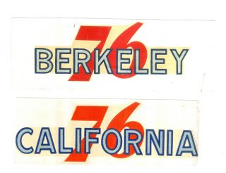 2 Vtg.  Union 76 Decals - 1 - Berkeley & 1 - California