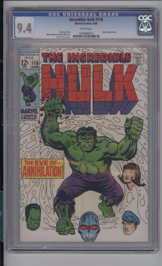 Incredible Hulk 116 Cgc 9.  4 Nm White Pages Check It Out