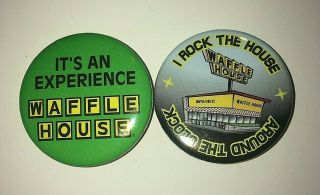 - 2 Waffle House Pins - Around The Clock - I Rock The House Pins