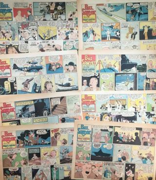 38 Buz Sawyer Sunday Comics By Roy Crane From 1944 - Ww Ii Stories