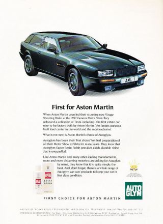 1992 Aston Martin - Autoglym - Classic Vintage Advertisement Ad D144
