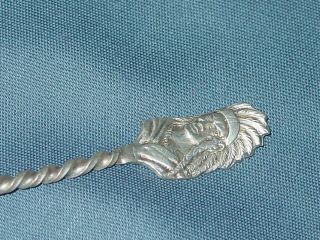Antique Sterling Silver Souvenir Spoon Indian Chief Evanston Illinois 3