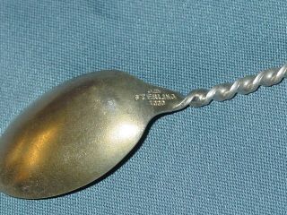 Antique Sterling Silver Souvenir Spoon Indian Chief Evanston Illinois 5