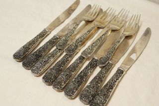 Godinger Silverplate Old Bouquet 12 Pc Set Of Forks & Knives
