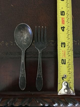 W.  M.  ROGERS STERLING SILVER BABY FORK & BABY SPOON SET 2